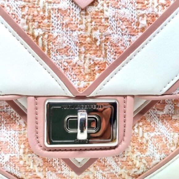 Karl Lagerfeld Paris Agyness Chevron Tweed Shoulder Crossbody - Picture 4 of 13